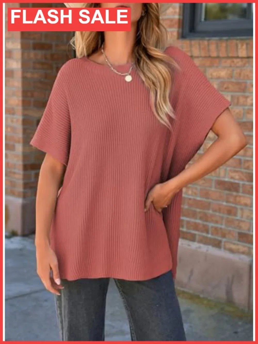 Womens Crewneck Short Sleeve Sweater Casual Tunic Lightweight Summer Pullover